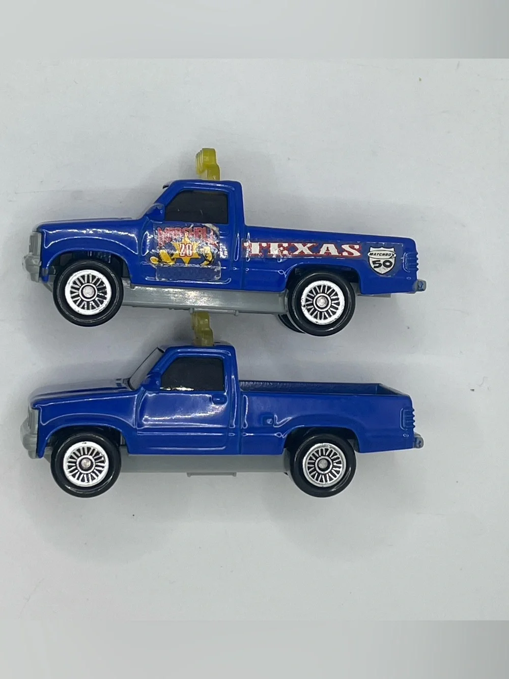 2 Matchbox McDonalds Texas Marshall Blue Dodge Dakota Pickup Trucks, Happy Meal